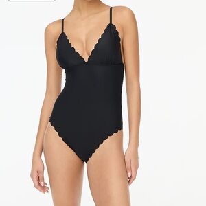 NWT J crew black scalloped one piece swimsuit Large